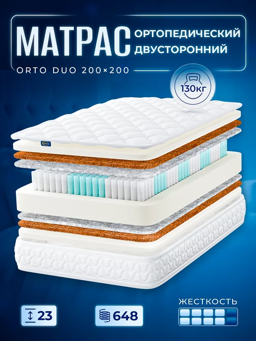 FStore Матрас 200x200 пружинный ортопедический на кровать