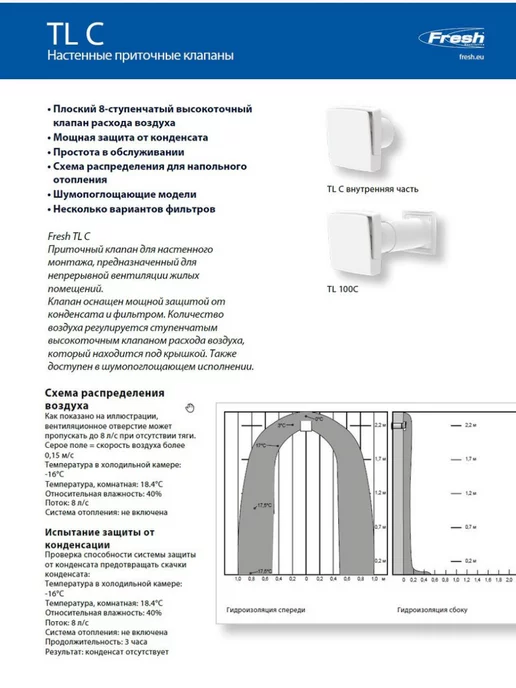 R E T O N Клапан приточный TL100C с фильтром, Шведский, белый, фото 8