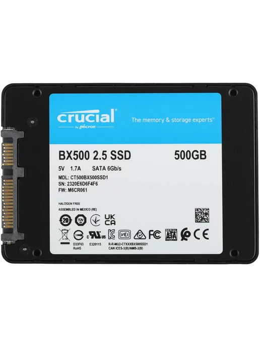 Crucial SSD 500 GB 2.5'', SATA 6Gb s, ссд для пк, 500 ГБ, 6 ГБ, фото 2