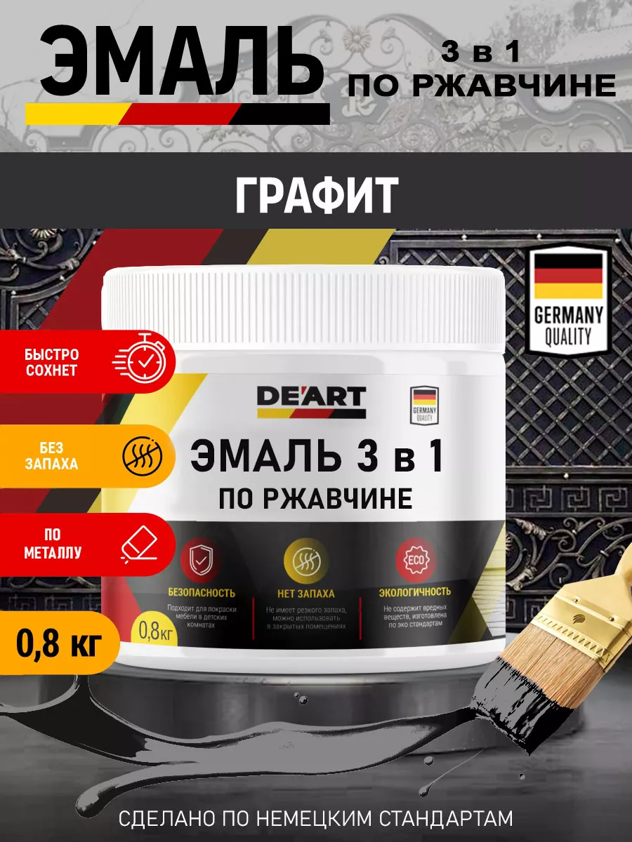 Эмаль 3 в 1 по ржавчине,графит