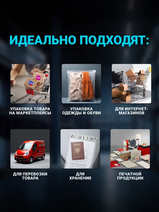 Seller community Курьерский пакет ПРОЗРАЧНЫЙ 240 х 320 мм, 100шт, 170x240 мм, 100 шт, фото 3