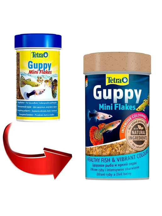 TETRA Корм рыб аквариумных гуппи хлопья Guppy Mini Flakes 100мл 2ш, 100 мл, фото 2