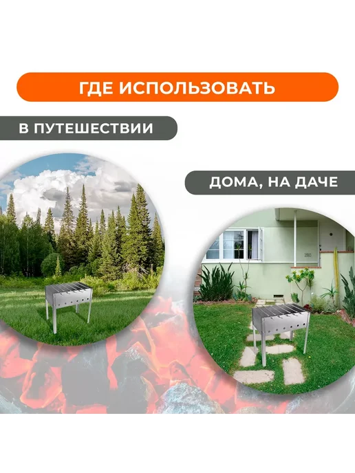 Мир обилия Мангал Maclay Эконом 6 шампуров 40х25х40 см, 25x40 см, фото 2