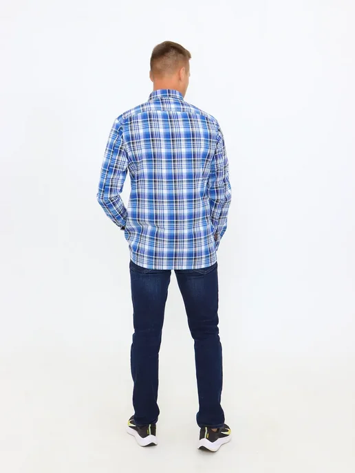 Best TAILOR Рубашка с длинным рукавом в клетку, голубой, фото 3