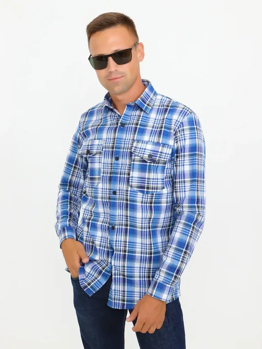 Best TAILOR Рубашка с длинным рукавом в клетку, голубой, фото 4
