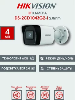 4Мп IP Камера уличная DS-2CD1043G2-I