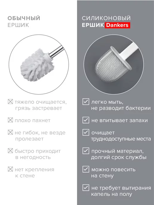 Dankers Силиконовый ершик для унитаза c щеткой, вариант, фото 5