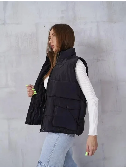 MYLA FASHION Жилет женский осень весна зима, черный, фото 2