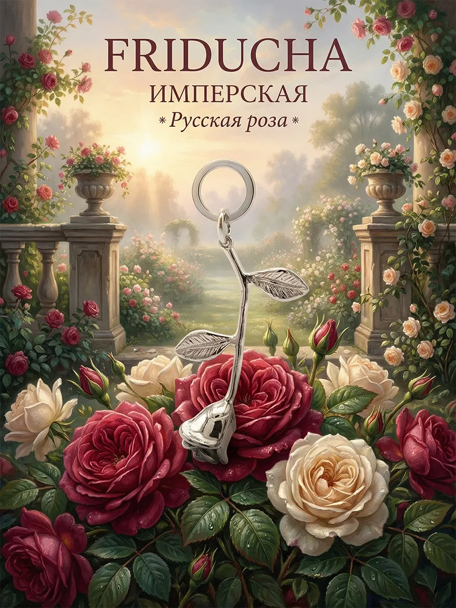 Подвеска «Русская роза», серебристая, родий