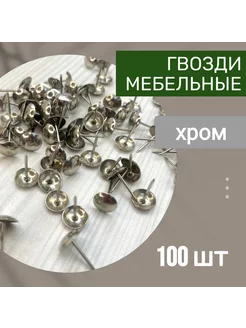 Гвозди мебельные 19х11, 100 шт хром, гвозди канцелярские