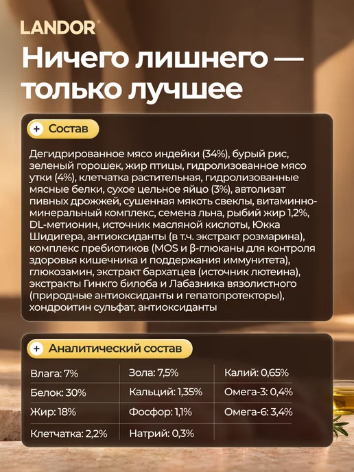 Сухой корм Landor Кормящих для собак, щенки, индейка, 1,55 кг, фото 4