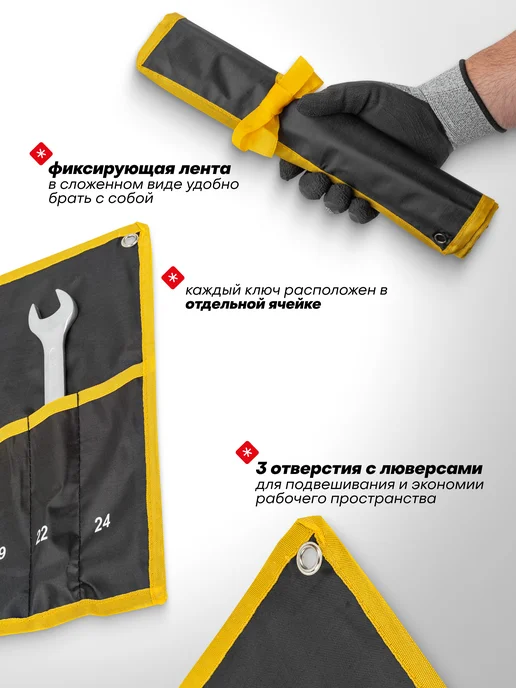 WMC Tools Органайзер настенный тканевый для ключей 16 предметов, 16, фото 2