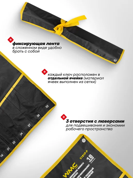 WMC Tools Органайзер настенный тканевый для ключей 16 предметов, 18, фото 2
