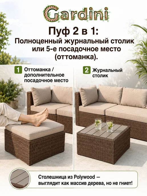 GARDINI Садовая мебель для дачи из ротанга, вариант, фото 7