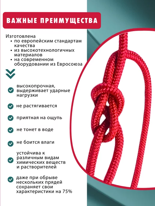 YAMAKASI Полипропиленовый шнур 8 мм высокопрочный 15 метров, 15 м, фото 2