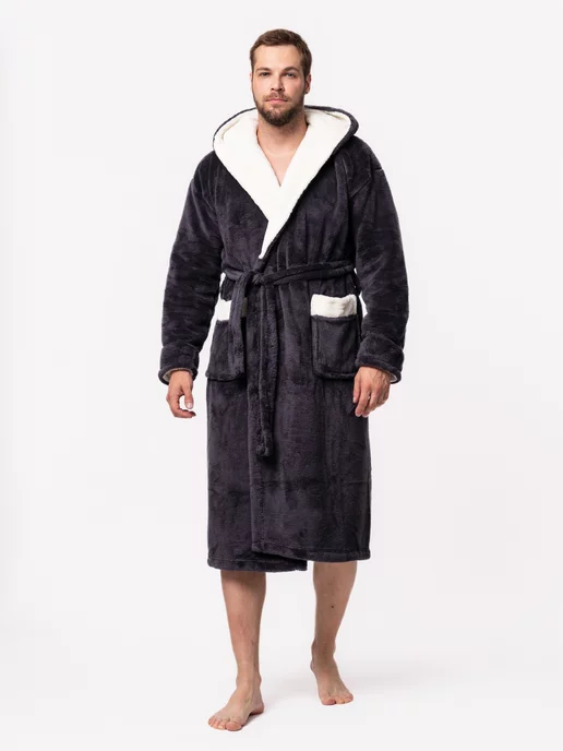 Wakas Textile Халат домашний махровый с капюшоном в баню, белый, фото 5