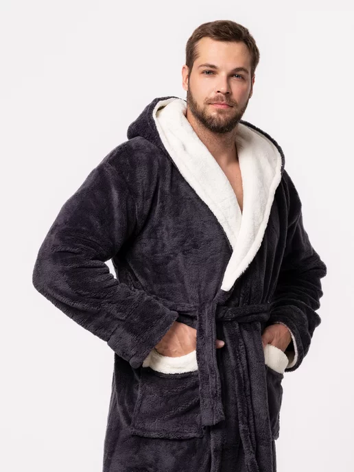 Wakas Textile Халат домашний махровый с капюшоном в баню, белый, фото 7