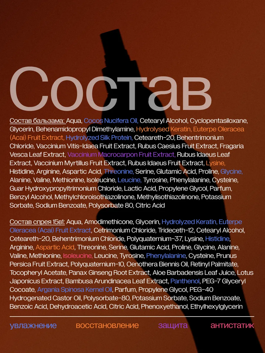 Бальзам для волос спрей термозащита с кератином