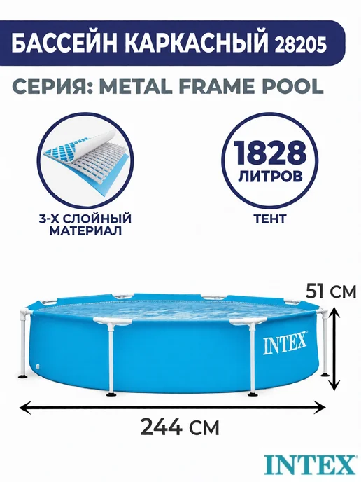 Intex Бассейн каркасный Metal Frame 244х51см (28205), вариант
