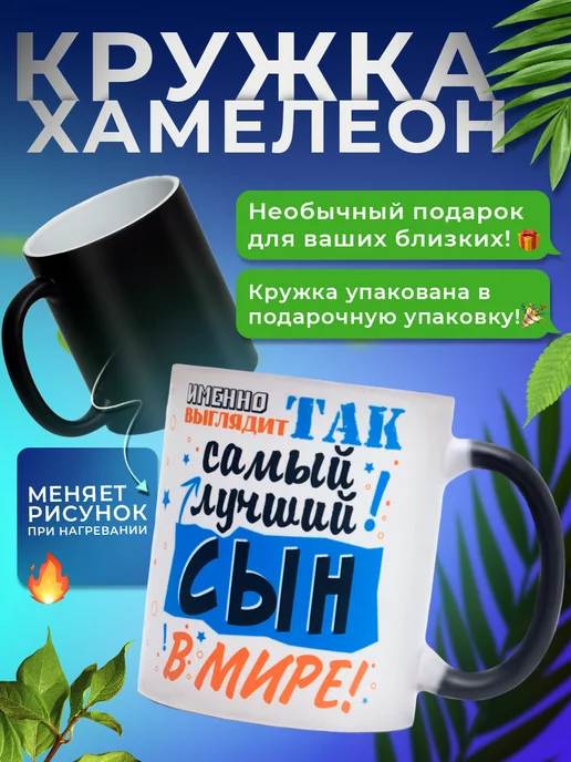 PRESENT4U Кружка хамелеон для чая, подарок сыну