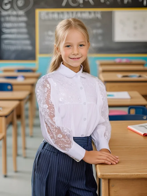 Блузка школьная с длинным рукавом