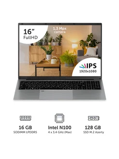 Ноутбук RB-1650 16" N100 4x0.8GHz, 16GB, 128GB Azerty 244826186 купить за 25 090 ₽ в интернет-магазине Wildberries