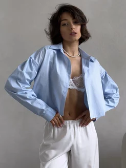 Хлопковая рубашка базовая укороченная COSMO BRAND 244834934 купить за 1 750 ₽ в интернет-магазине Wildberries