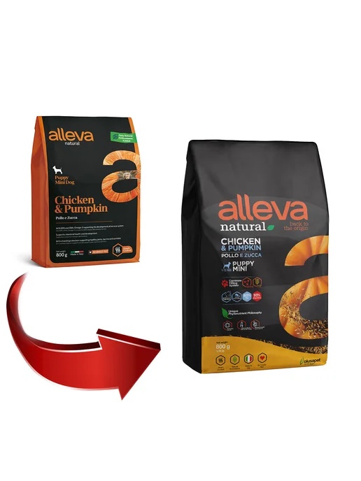 Сухой корм Alleva Natural Тыква для собак, щенки, курица, 0,8 кг, фото 2
