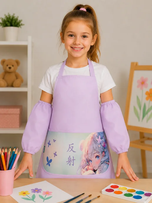 bstore Фартук для рисования с нарукавниками, розовый, фото 2