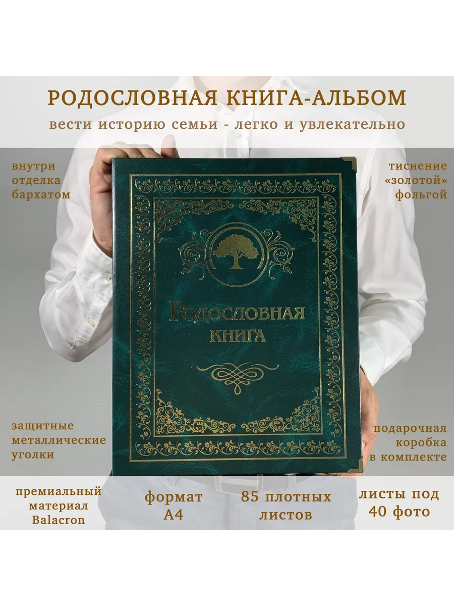 Подарочная Родословная книга альбом Малахитовая балакрон