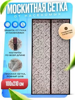 Москитная сетка на дверь на магнитах раздвижная 100*210 sm_cosmetic