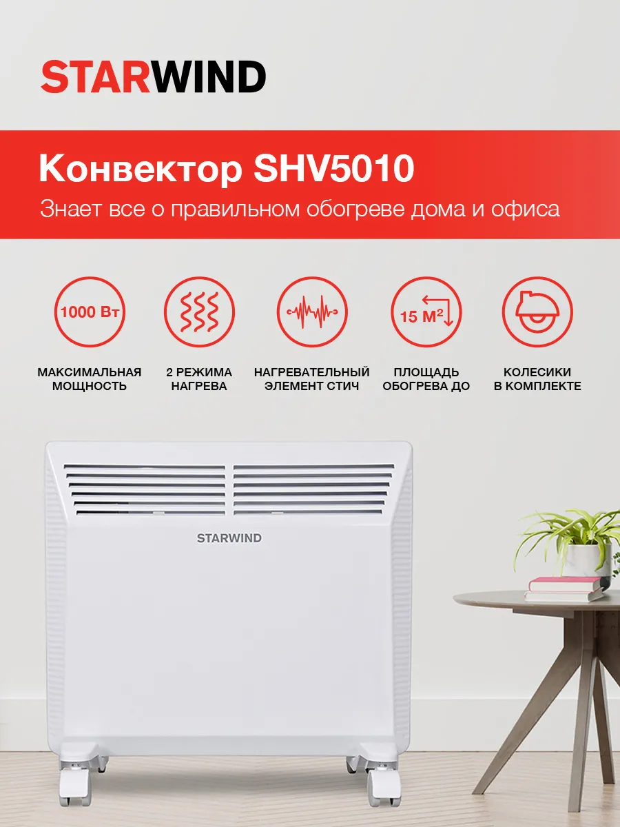 Конвектор SHV5010 1000Вт белый