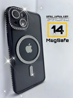 Чехол на iPhone 14 со стразами и блестками magsafe