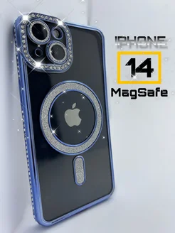 Чехол на iPhone 14 со стразами и блестками magsafe