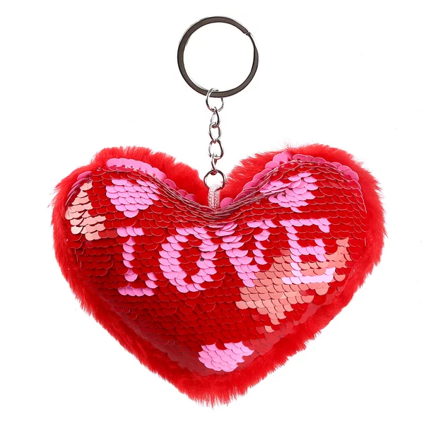 Мягкая игрушка Сердечко с пайетками, на брелоке, 10 см