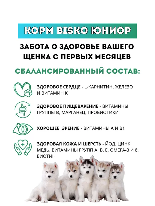 Сухой корм Bisko для собак, щенки, говядина, 15 кг, фото 4