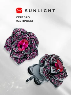 Серебряные серьги с корундом SUNLIGHT 245380811 купить за 1 609 ₽ в интернет-магазине Wildberries