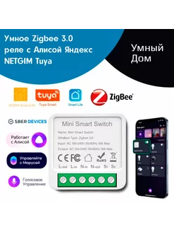 Умное реле Zigbee 3.0 Smart Switch 16А с Алисой NETGIM 245420376 купить за 510 ₽ в интернет-магазине Wildberries