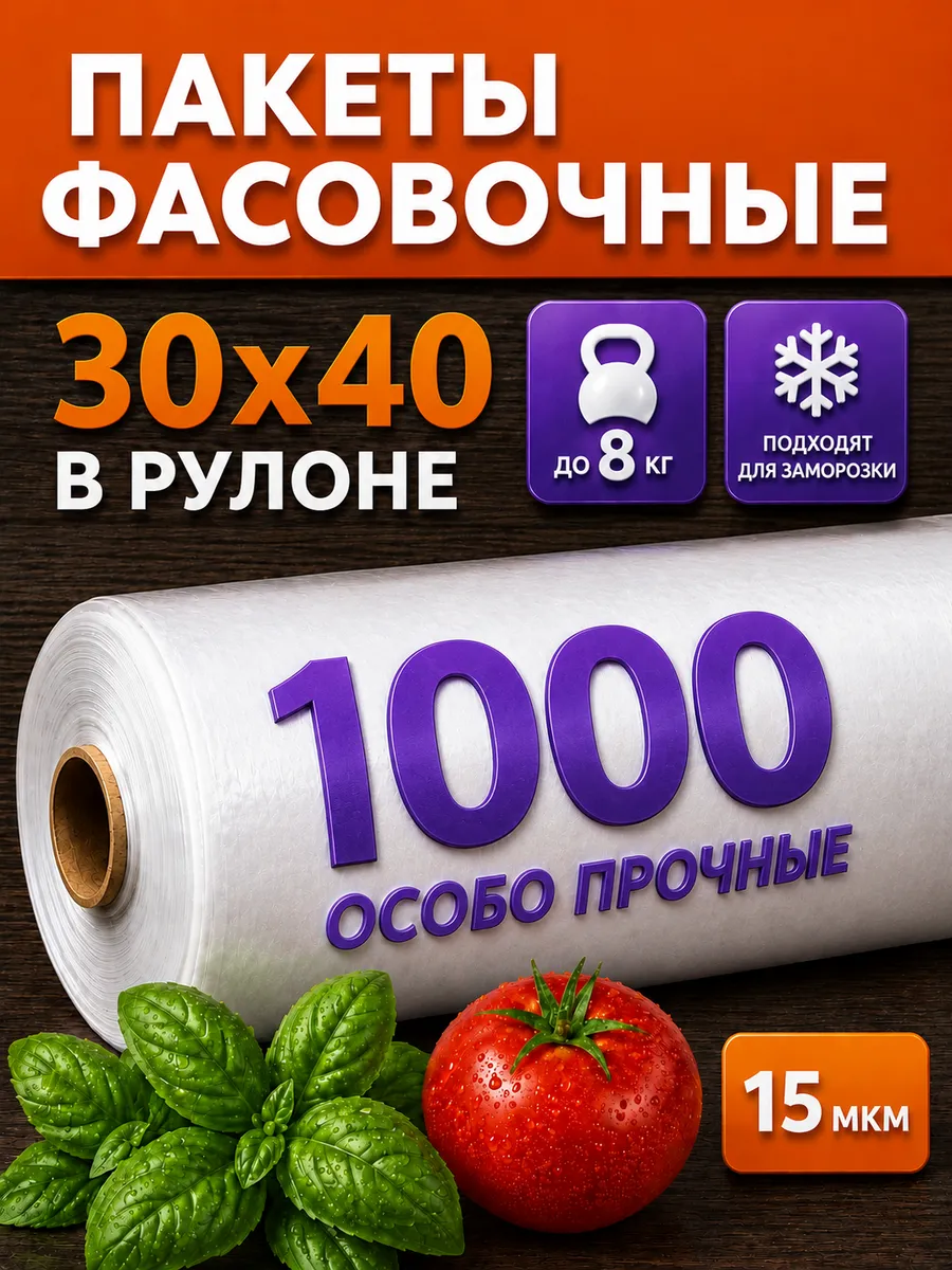 Пакеты фасовочные пищевые в рулоне