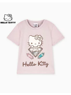 Сиреневая футболка с принтом Hello Kitty