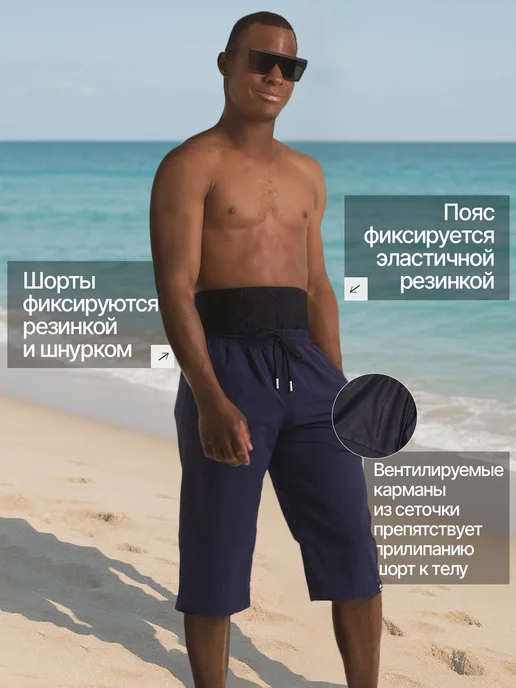 musman Шорты для плавания мусульманские пляжные, синий, фото 4