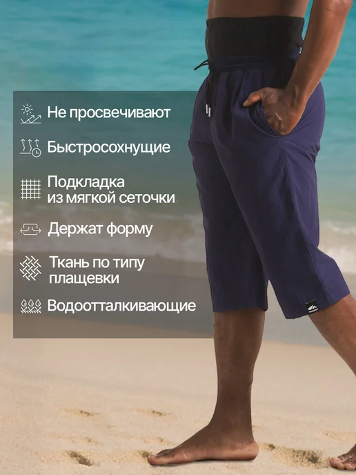 musman Шорты для плавания мусульманские пляжные, синий, фото 5