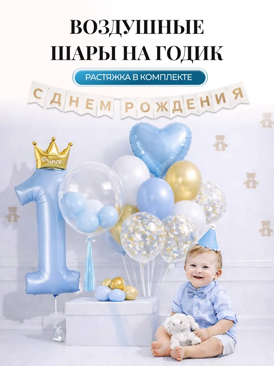 Воздушные шарики цифра 1 год набор для фотозоны