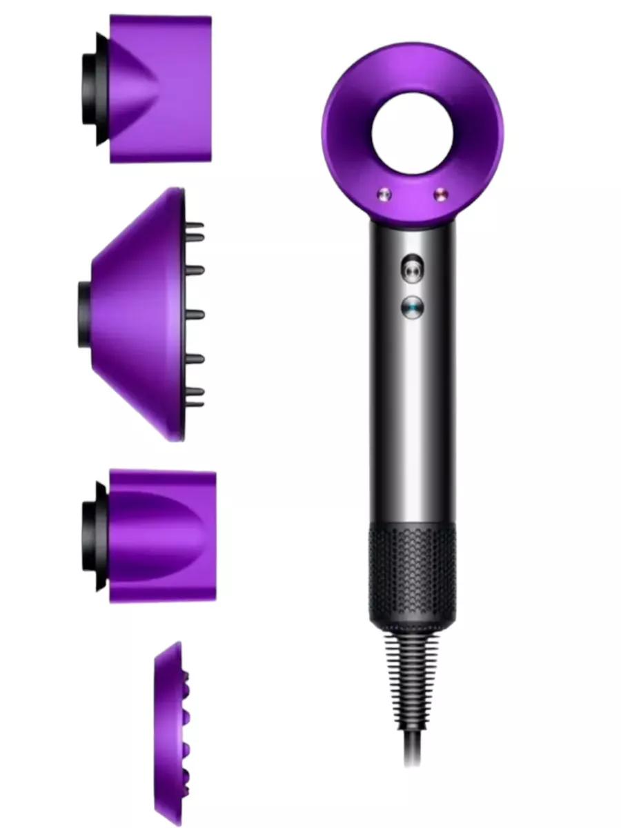 В чем отличие фенов дайсон. Фен Dyson Supersonic. Фен Dyson Supersonic насадки. Фен Дайсон 5 насадок. Фен Дайсон пурпурный.