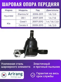 Шаровая опора для Хендай Элантра 4 i30 Киа Церато 2 Сид 1 Arirang 245861978 купить за 864 ₽ в интернет-магазине Wildberries