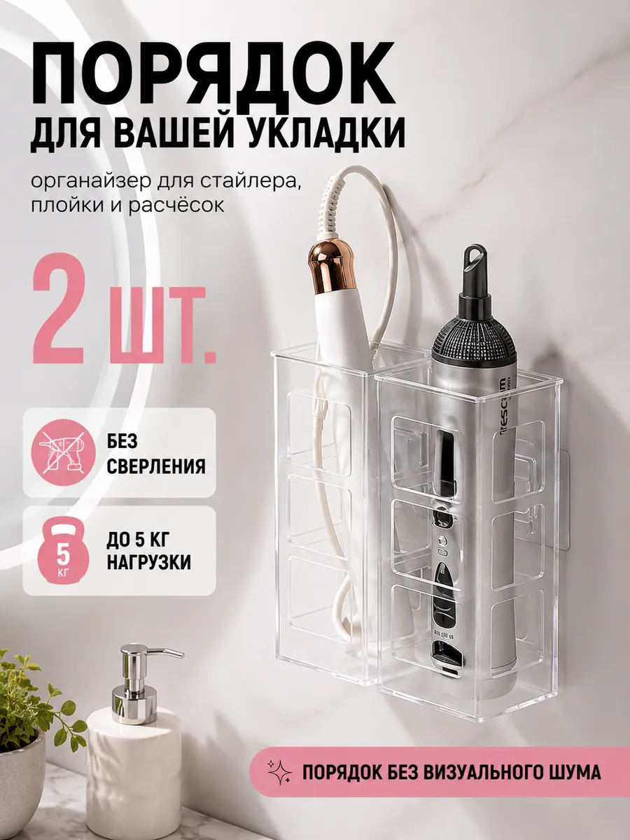 Органайзер для плойки, стайлера и расчесок в ванную