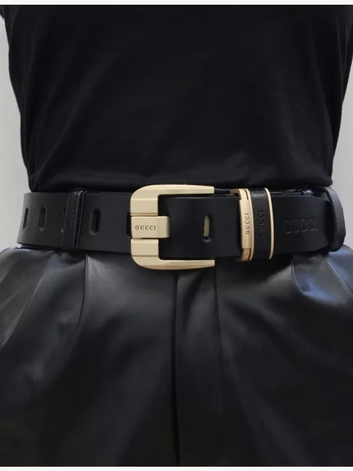 Ремень мужской Gucci серебряная и золотая пряжка, серебристый, фото 2