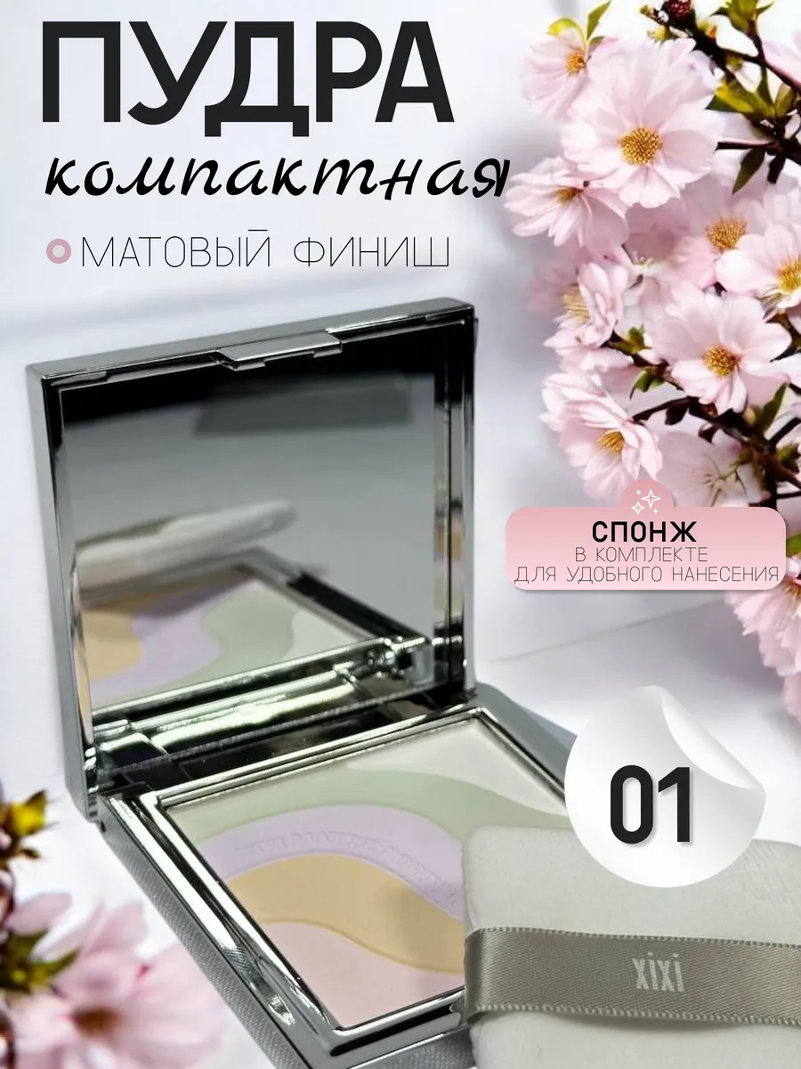 Матирующая пудра для лица скрывающая недостатки тон 01