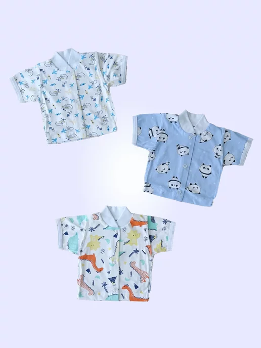 SmallKids Кофточки с коротким рукавом для новорожденных, кулирка, 3 шт, 3 шт, фото 3