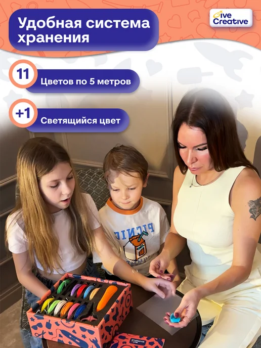Give Creative 3d ручка для девочек, набор с пластиком и трафаретами, оранжевый, фото 4